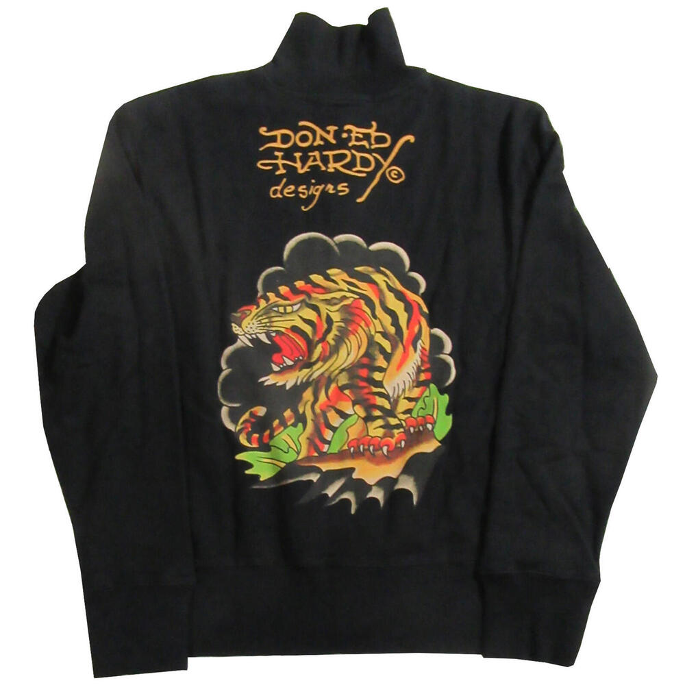 Don Ed Hardy by Christian Audigier Mens Graphic Vintage Track Jacket Black NWT M